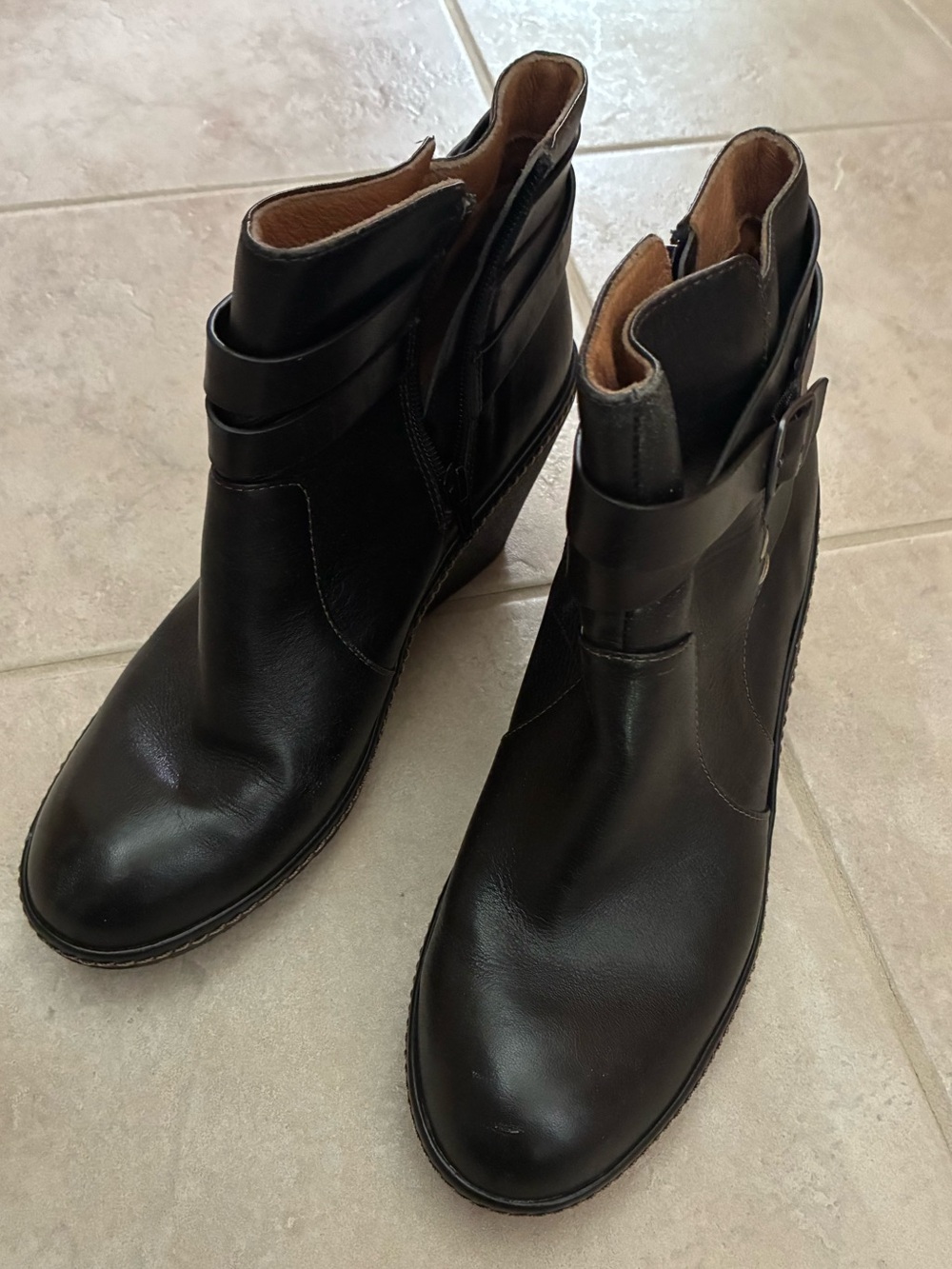 Sofft Black Leather Strap Ankle Booties